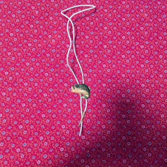 Fish Bolo Tie Vintage Big Mouth Bass Metal Fisherman Angler Unisex Painted - Picture 5 of 6